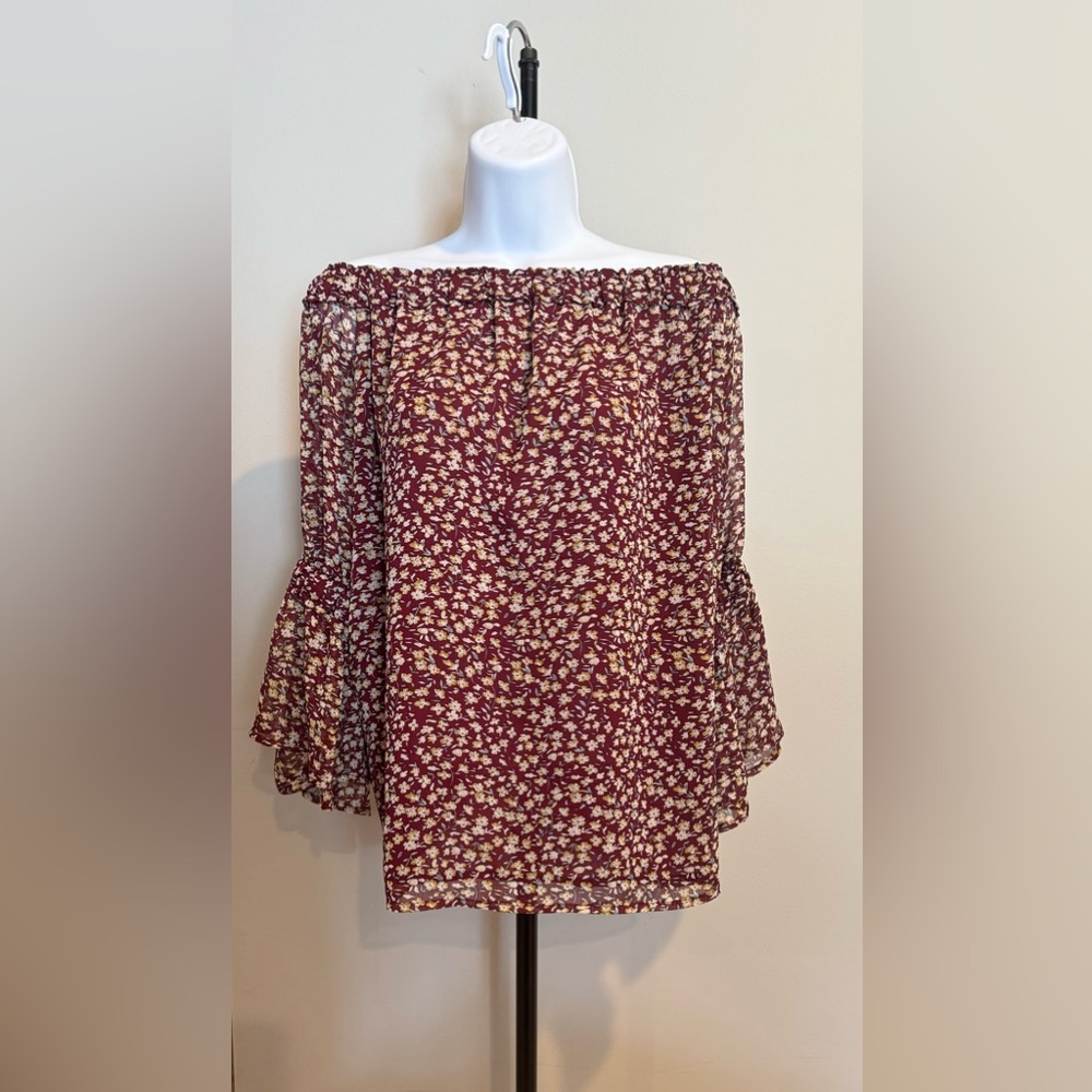 Skies Are Blue White and Red Smocked Ruffled Blouse